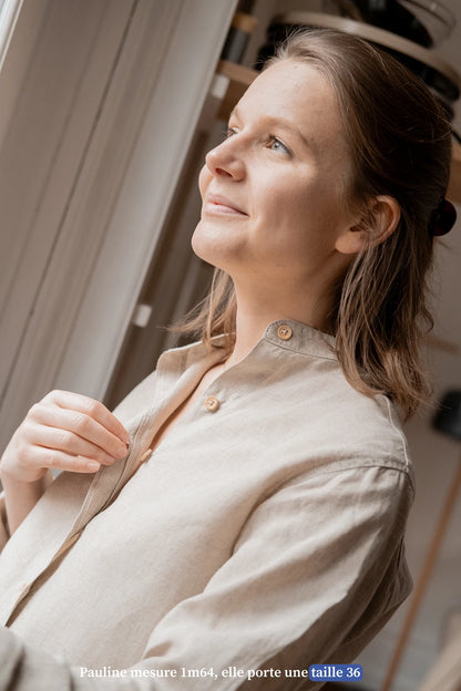 Chemise en lin beige pour femme - Made In France