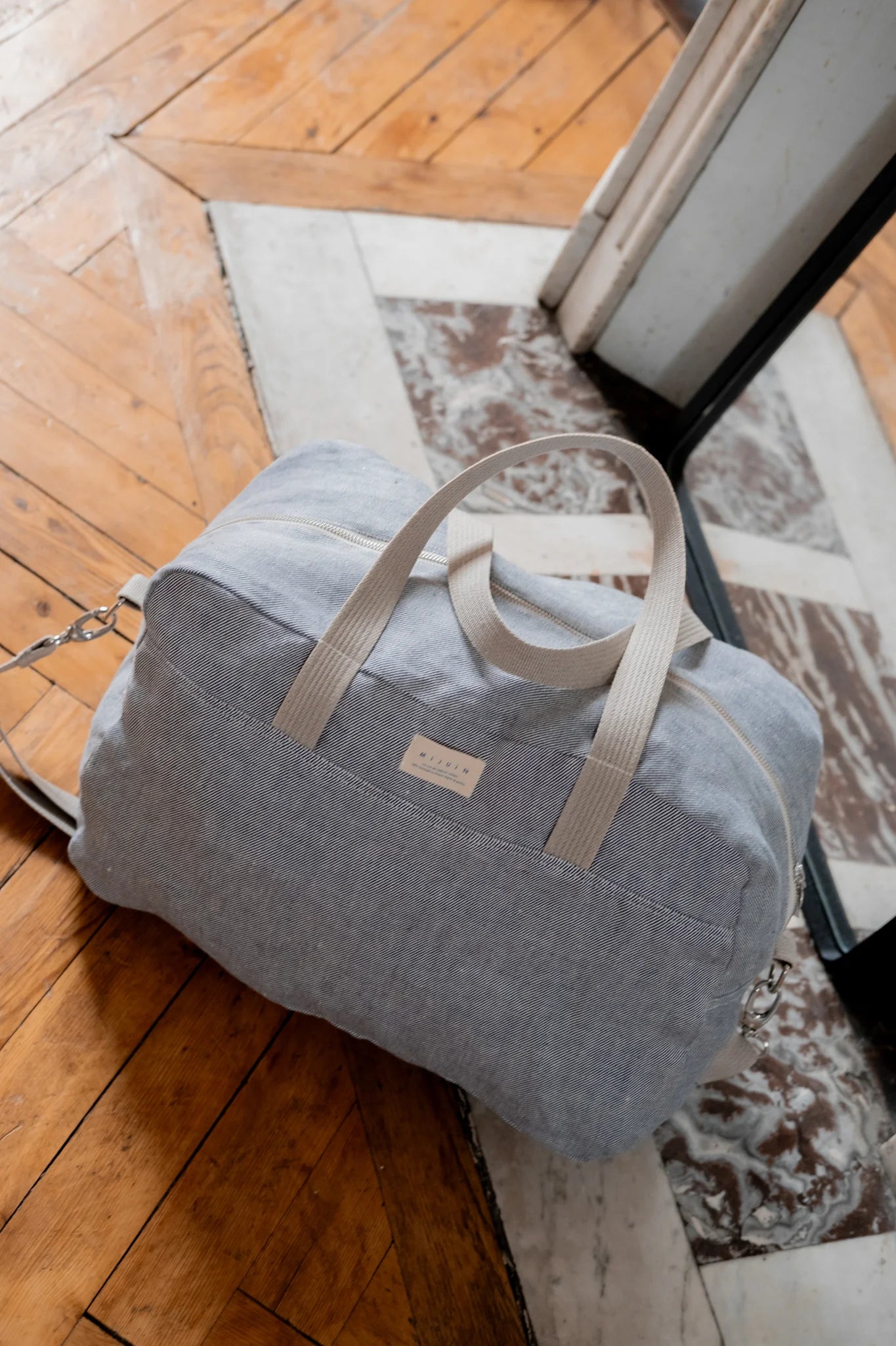 Le sac weekend bleu en lin - cadeau Made In France