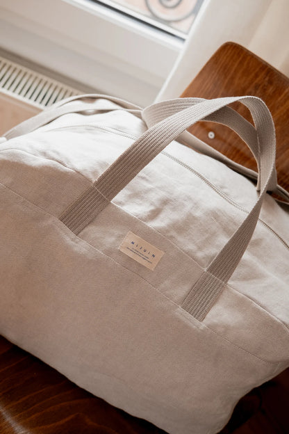 Le sac week-end beige en lin - cadeau Made in France