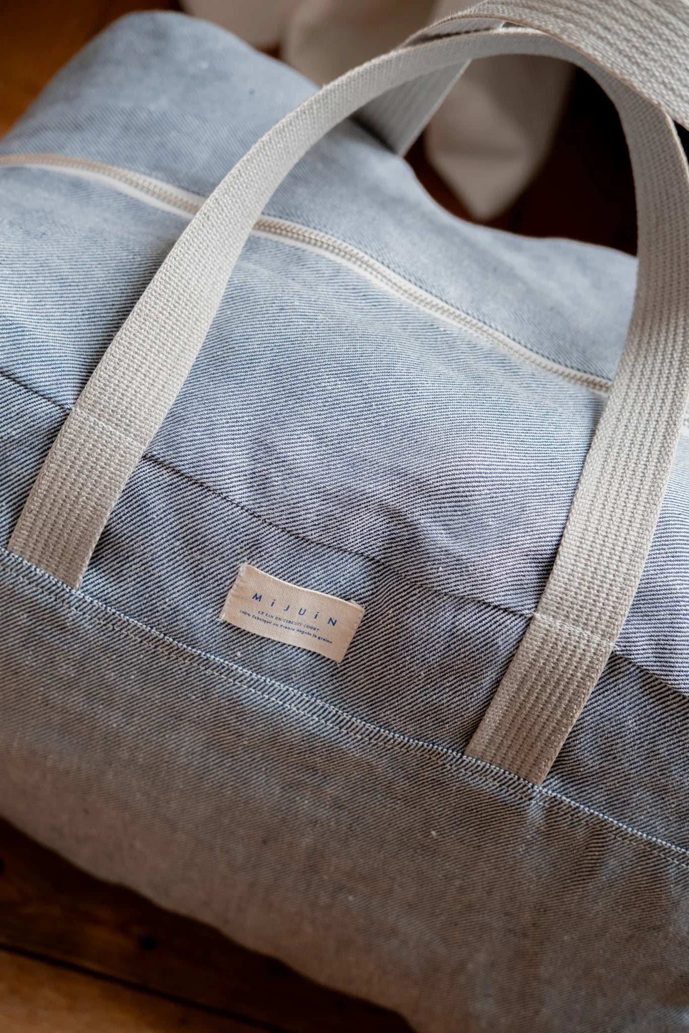 Le sac weekend bleu en lin - cadeau Made In France