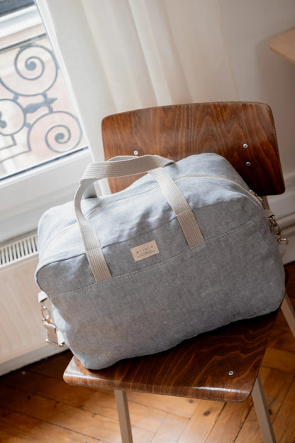 Le sac weekend bleu en lin - cadeau Made In France