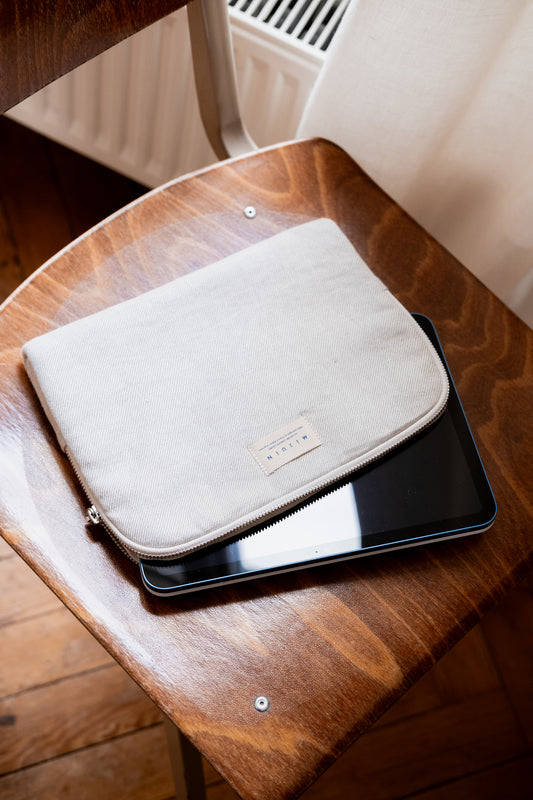 Pochette d'Ipad 11 pouces beige - lin Made in France