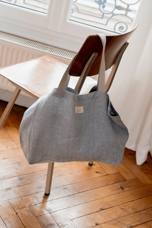 Le sac cabas bleu en lin - cadeau Made in France