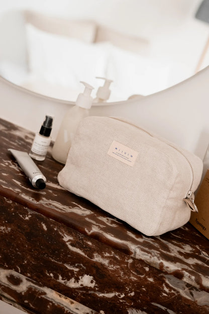 La trousse de toilette beige en lin - cadeau Made In France